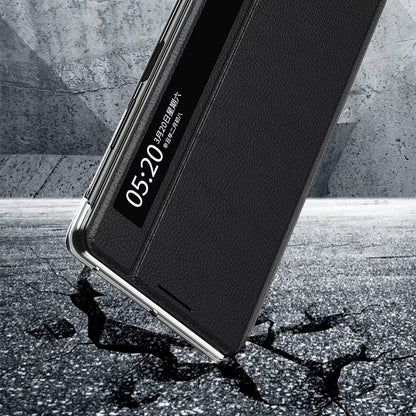 For Honor Magic V2 5G View Window Business Phone Case PU Leather Stand Flip Cover