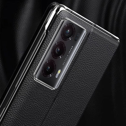 For Honor Magic V2 5G View Window Business Phone Case PU Leather Stand Flip Cover