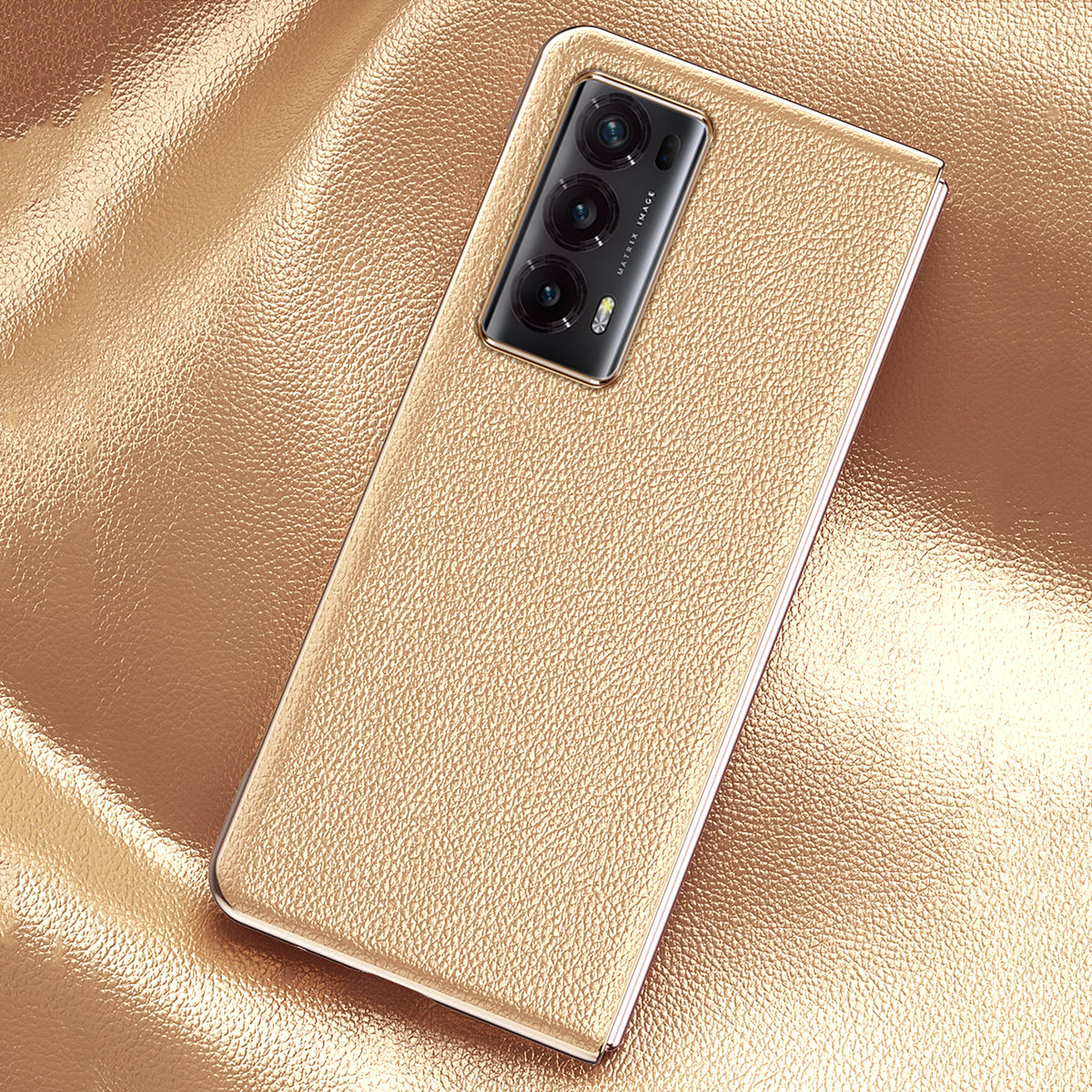 For Honor Magic V2 5G Electroplating Frame Phone Case Litchi Texture PU Leather Coated PC Protective Cover