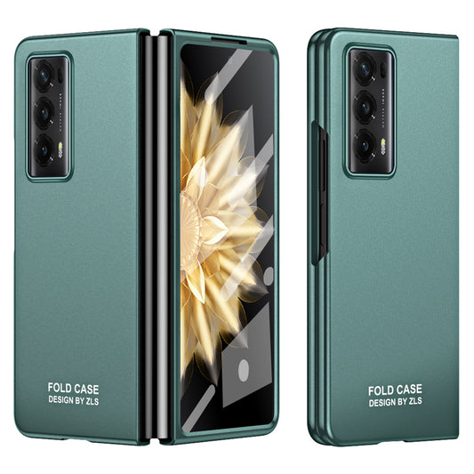 For Honor Magic V2 5G Hard PC Phone Case Full Body Shockproof Cover with Tempered Glass Film