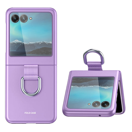 For Motorola Razr 40 Ultra 5G Rubberized Hard PC Phone Case Ring Holder Anti Drop Protective Cover