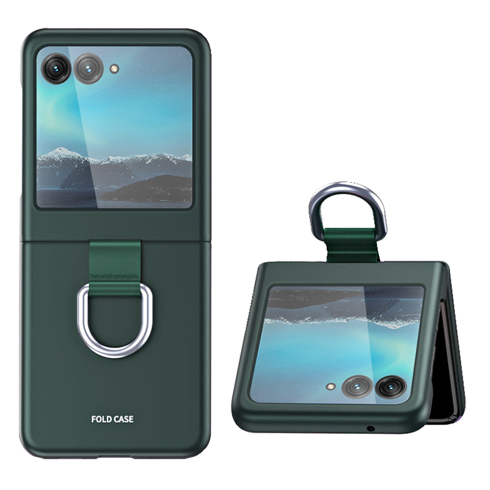 For Motorola Razr 40 Ultra 5G Rubberized Hard PC Phone Case Ring Holder Anti Drop Protective Cover
