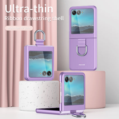 For Motorola Razr 40 Ultra 5G Rubberized Hard PC Phone Case Ring Holder Anti Drop Protective Cover