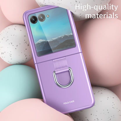 For Motorola Razr 40 Ultra 5G Rubberized Hard PC Phone Case Ring Holder Anti Drop Protective Cover