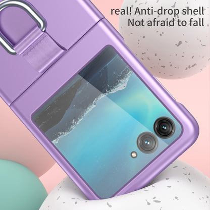 For Motorola Razr 40 Ultra 5G Rubberized Hard PC Phone Case Ring Holder Anti Drop Protective Cover