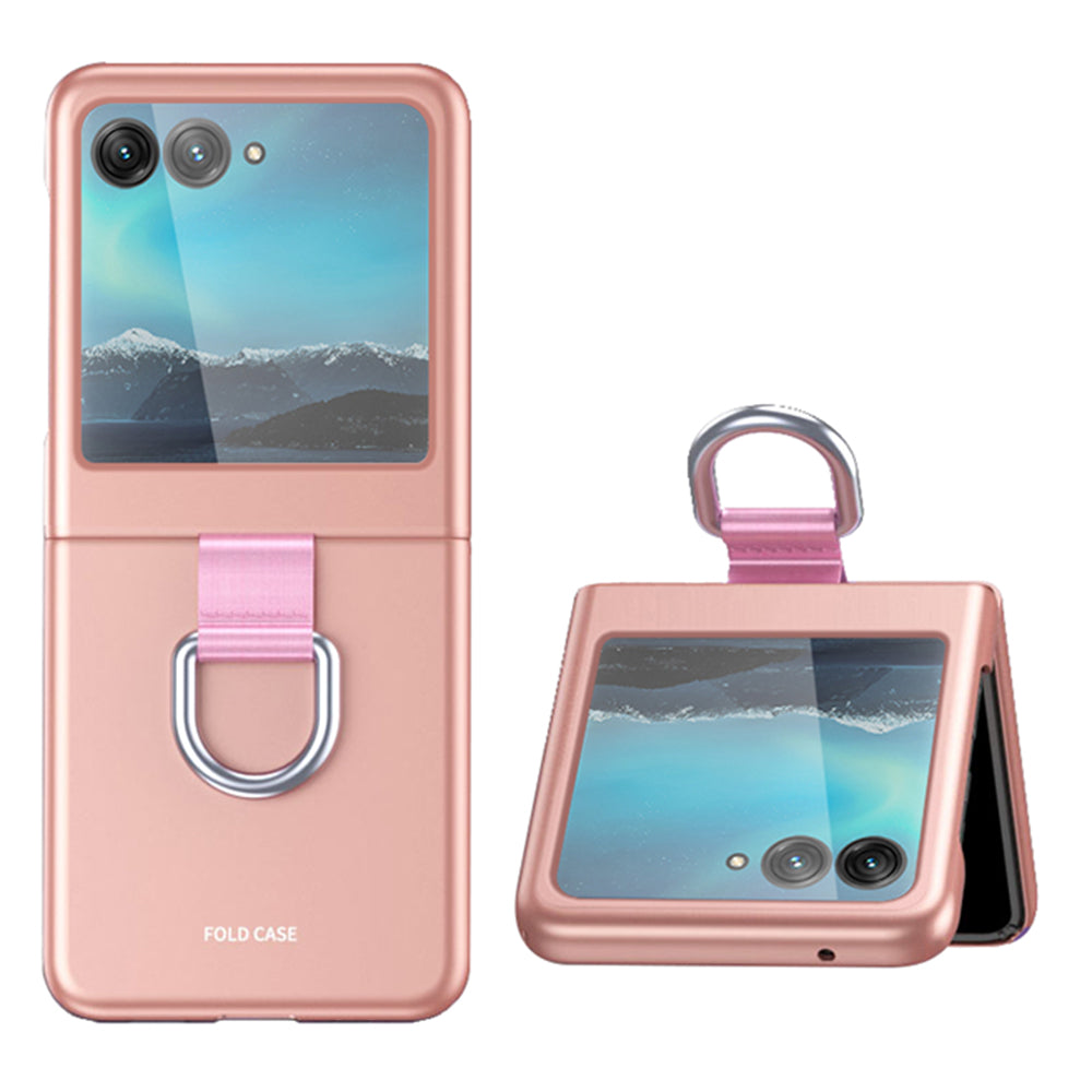 For Motorola Razr 40 Ultra 5G Rubberized Hard PC Phone Case Ring Holder Anti Drop Protective Cover