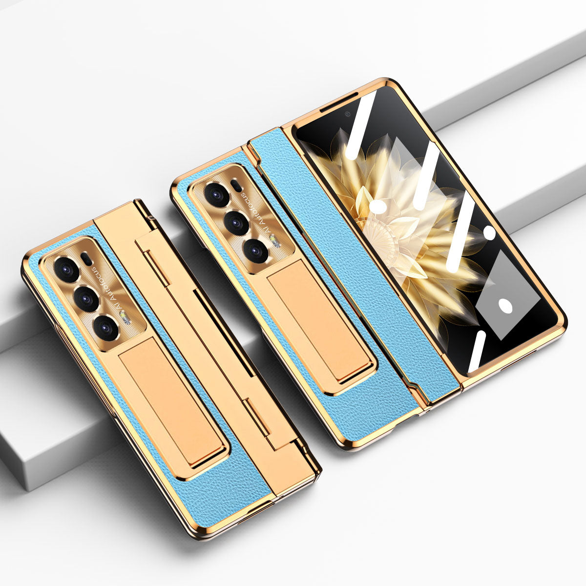 For Honor Magic V2 5G Kickstand Cell Phone Shell Hard PC Cover Case with Tempered Glass Screen Film