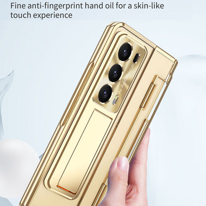 For Honor Magic V2 5G Hard PC Phone Case Folding Kickstand Full Body Protection Cover with Tempered Glass Film