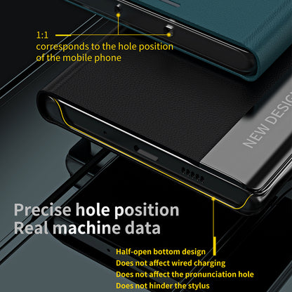 For Samsung Galaxy S23 FE PU Leather+PC Electroplating Phone Cover Drop Protection Stand Case