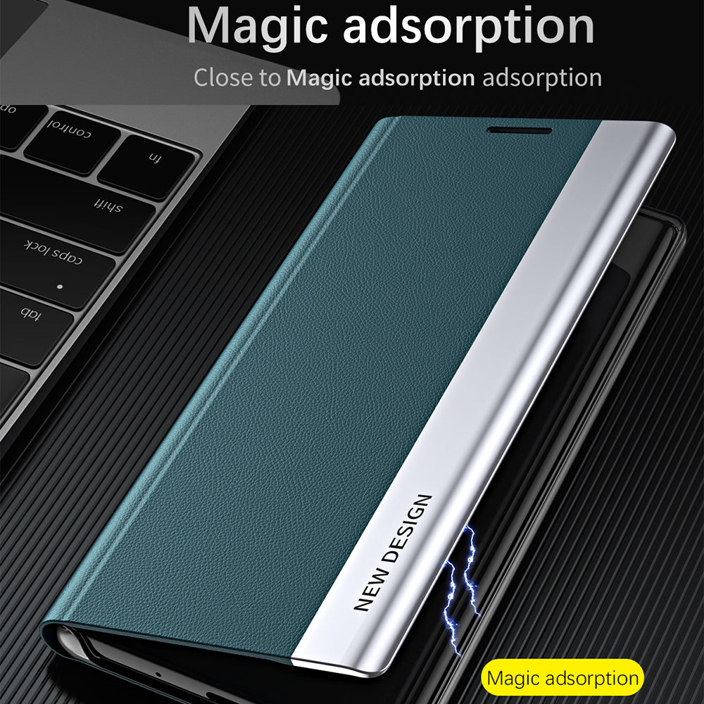 For Samsung Galaxy S23 FE PU Leather+PC Electroplating Phone Cover Drop Protection Stand Case