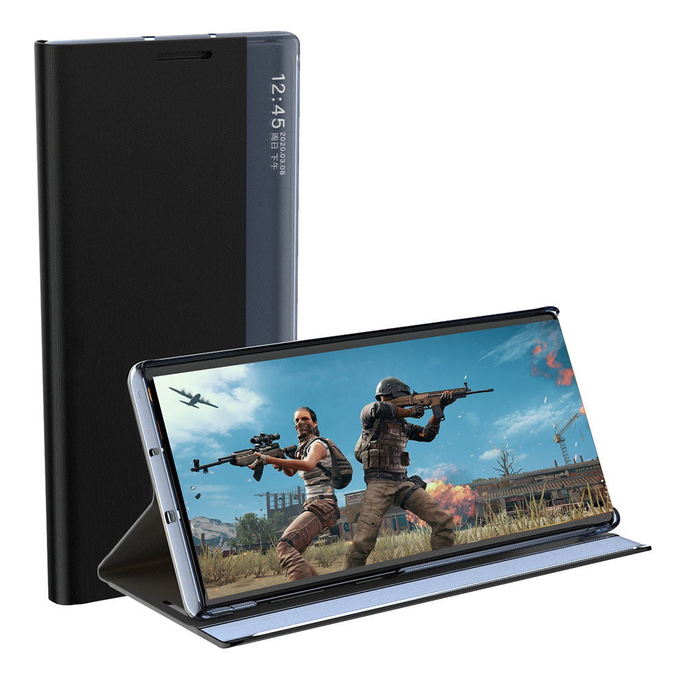 View Window Phone Shell for Samsung Galaxy S23 FE Anti-scratch PU Leather Flip Stand Cover