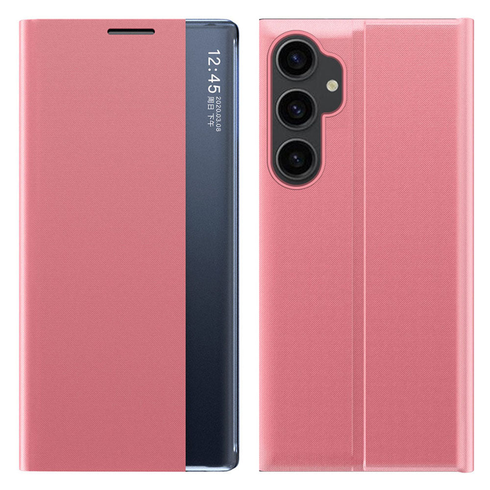 View Window Phone Shell for Samsung Galaxy S23 FE Anti-scratch PU Leather Flip Stand Cover