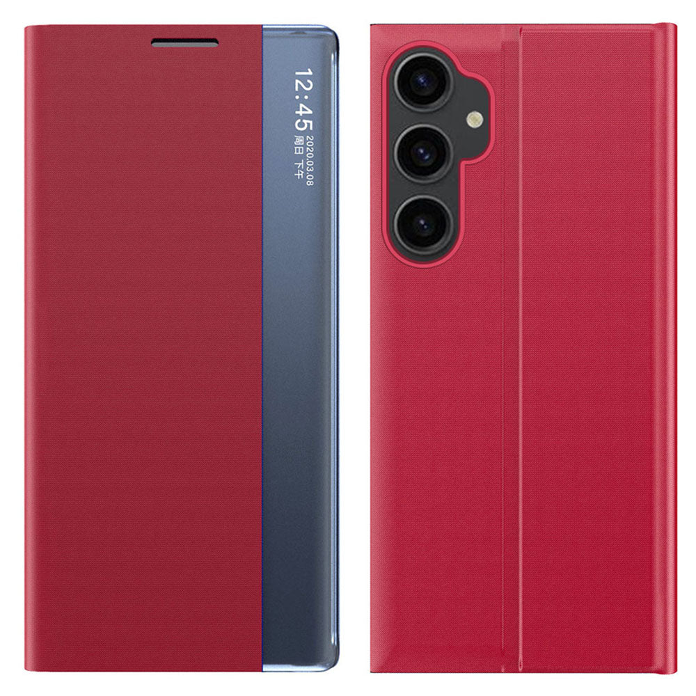 View Window Phone Shell for Samsung Galaxy S23 FE Anti-scratch PU Leather Flip Stand Cover