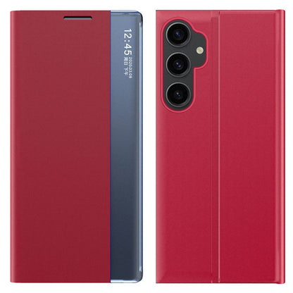 View Window Phone Shell for Samsung Galaxy S23 FE Anti-scratch PU Leather Flip Stand Cover