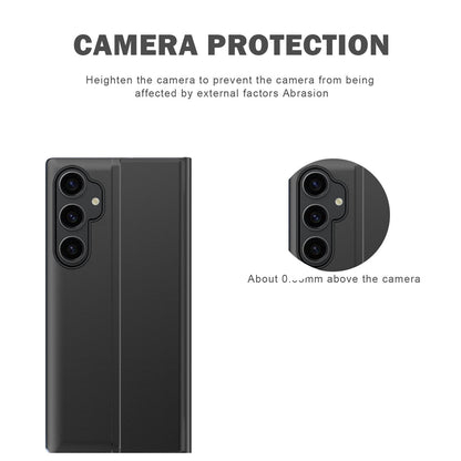 View Window Phone Shell for Samsung Galaxy S23 FE Anti-scratch PU Leather Flip Stand Cover