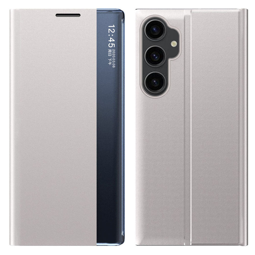 View Window Phone Shell for Samsung Galaxy S23 FE Anti-scratch PU Leather Flip Stand Cover