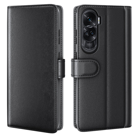 For Honor 90 Lite 5G / X50i 5G Shockproof Phone Case Genuine Split Leather Wallet Stand Cover