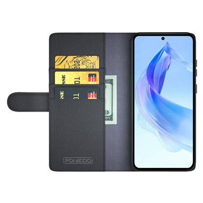 For Honor 90 Lite 5G / X50i 5G Shockproof Phone Case Genuine Split Leather Wallet Stand Cover