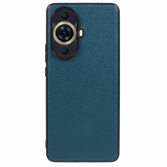 For Huawei nova 11 Pro / nova 11 Ultra Litchi Texture Phone Case Genuine Cow Leather + PC+TPU Cover with Metal Camera Guard