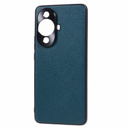 For Huawei nova 11 Pro / nova 11 Ultra Litchi Texture Phone Case Genuine Cow Leather + PC+TPU Cover with Metal Camera Guard