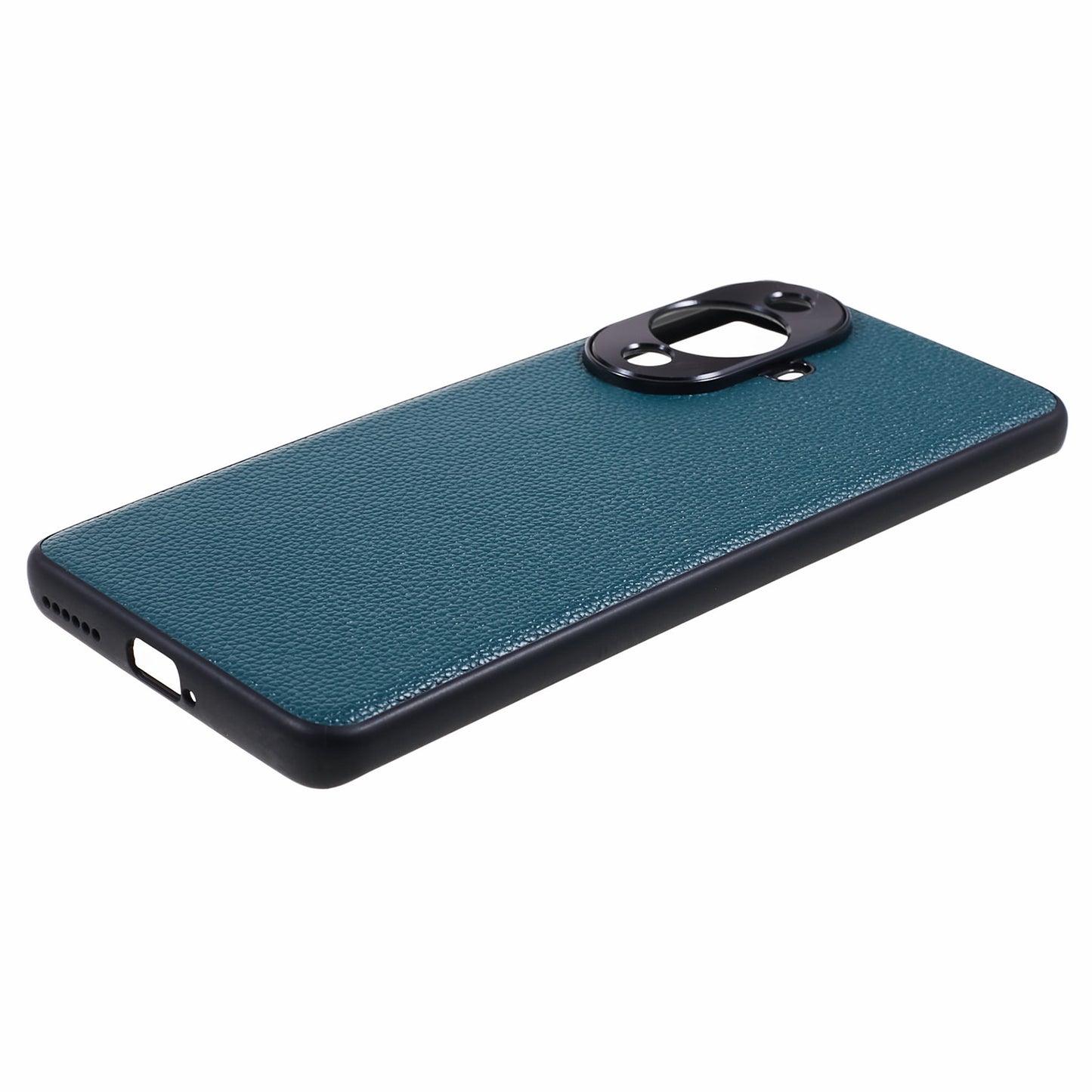For Huawei nova 11 Pro / nova 11 Ultra Litchi Texture Phone Case Genuine Cow Leather + PC+TPU Cover with Metal Camera Guard