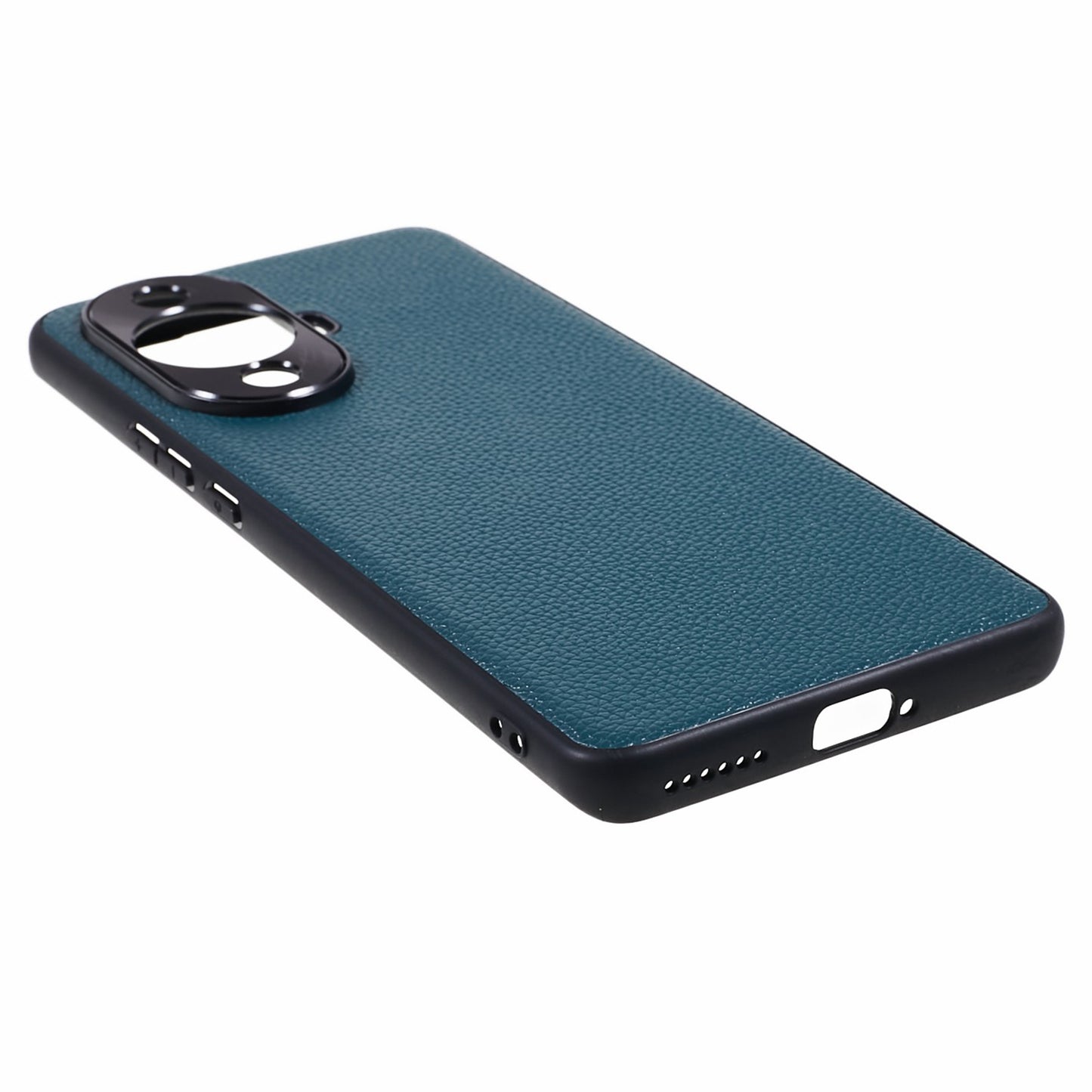 For Huawei nova 11 Pro / nova 11 Ultra Litchi Texture Phone Case Genuine Cow Leather + PC+TPU Cover with Metal Camera Guard