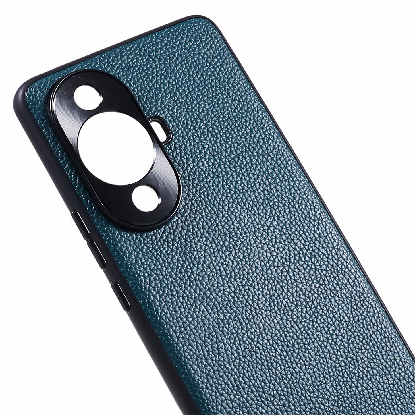 For Huawei nova 11 Pro / nova 11 Ultra Litchi Texture Phone Case Genuine Cow Leather + PC+TPU Cover with Metal Camera Guard
