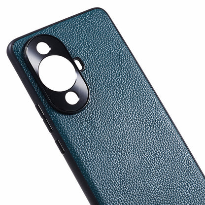 For Huawei nova 11 Pro / nova 11 Ultra Litchi Texture Phone Case Genuine Cow Leather + PC+TPU Cover with Metal Camera Guard