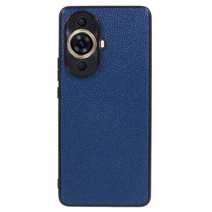For Huawei nova 11 Pro / nova 11 Ultra Litchi Texture Phone Case Genuine Cow Leather + PC+TPU Cover with Metal Camera Guard