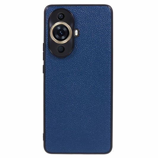 For Huawei nova 11 Pro / nova 11 Ultra Litchi Texture Phone Case Genuine Cow Leather + PC+TPU Cover with Metal Camera Guard