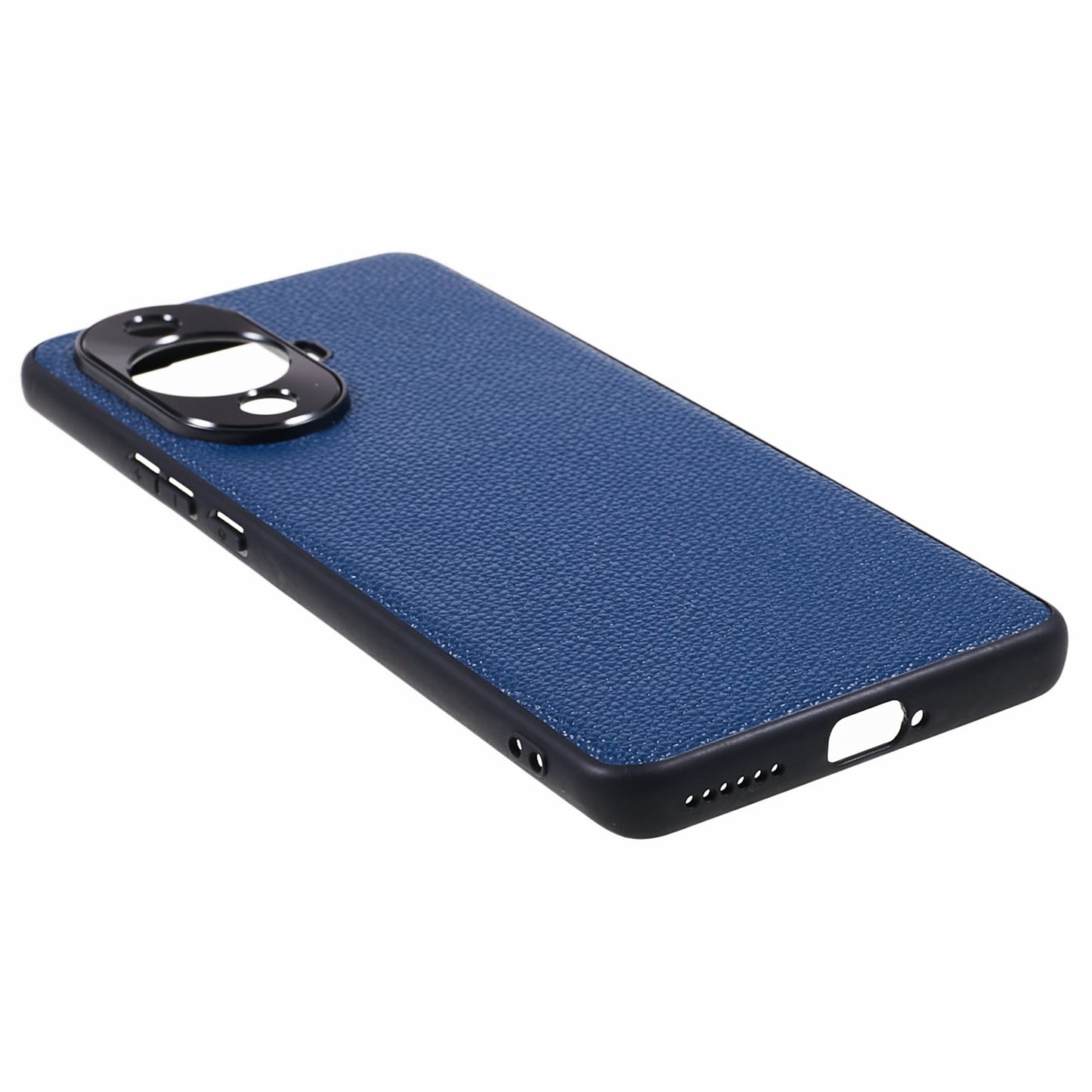 For Huawei nova 11 Pro / nova 11 Ultra Litchi Texture Phone Case Genuine Cow Leather + PC+TPU Cover with Metal Camera Guard