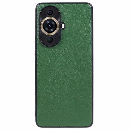 For Huawei nova 11 Pro / nova 11 Ultra Litchi Texture Phone Case Genuine Cow Leather + PC+TPU Cover with Metal Camera Guard