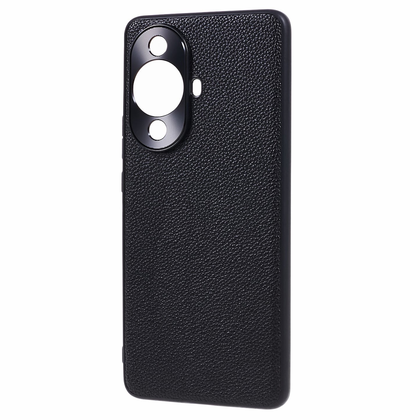 For Huawei nova 11 Pro / nova 11 Ultra Litchi Texture Phone Case Genuine Cow Leather + PC+TPU Cover with Metal Camera Guard