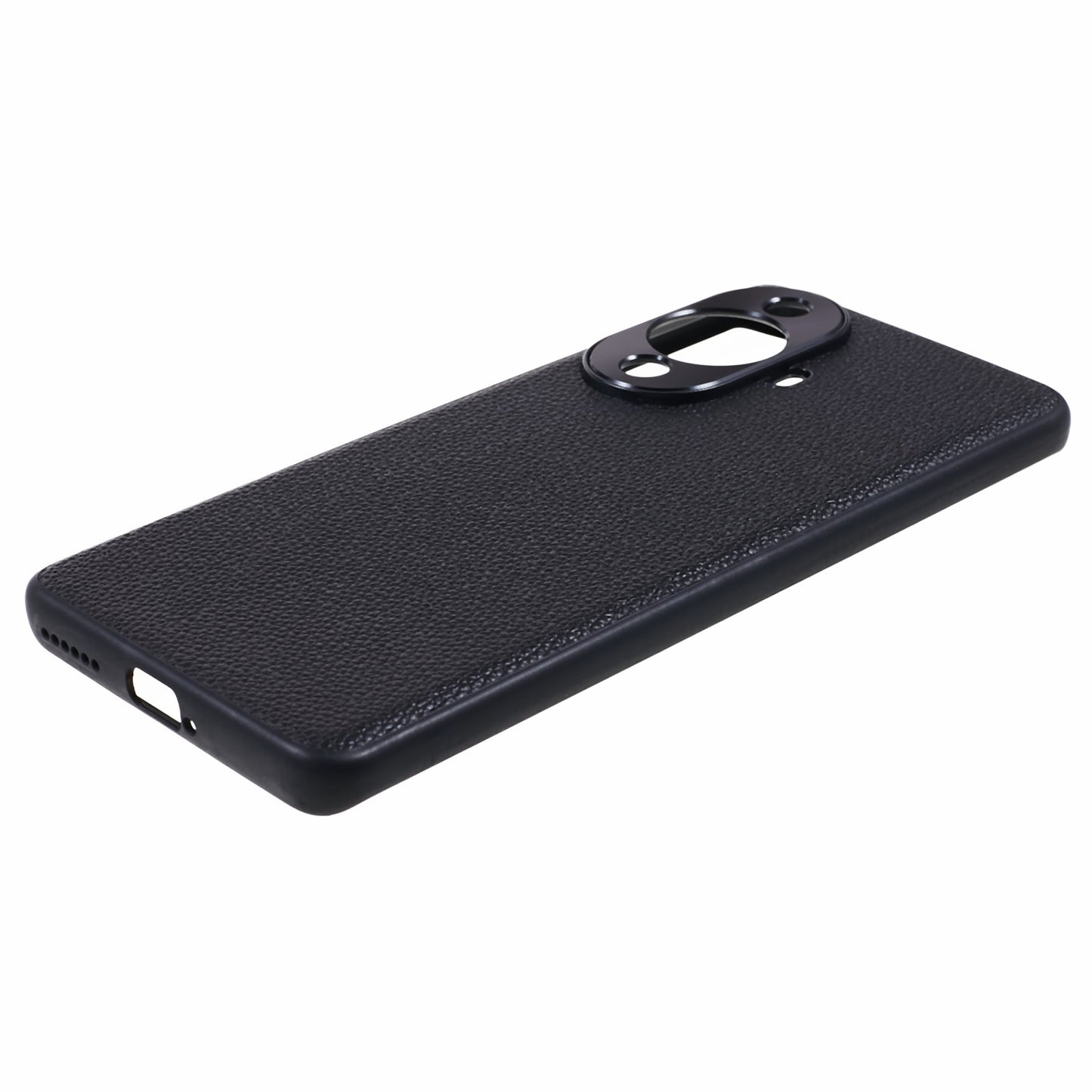 For Huawei nova 11 Pro / nova 11 Ultra Litchi Texture Phone Case Genuine Cow Leather + PC+TPU Cover with Metal Camera Guard