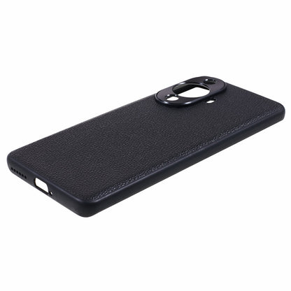 For Huawei nova 11 Pro / nova 11 Ultra Litchi Texture Phone Case Genuine Cow Leather + PC+TPU Cover with Metal Camera Guard