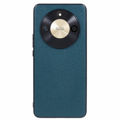 For Honor X50 Genuine Cow Leather Coated PC+TPU Case Metal Camera Frame Litchi Texture Phone Cover