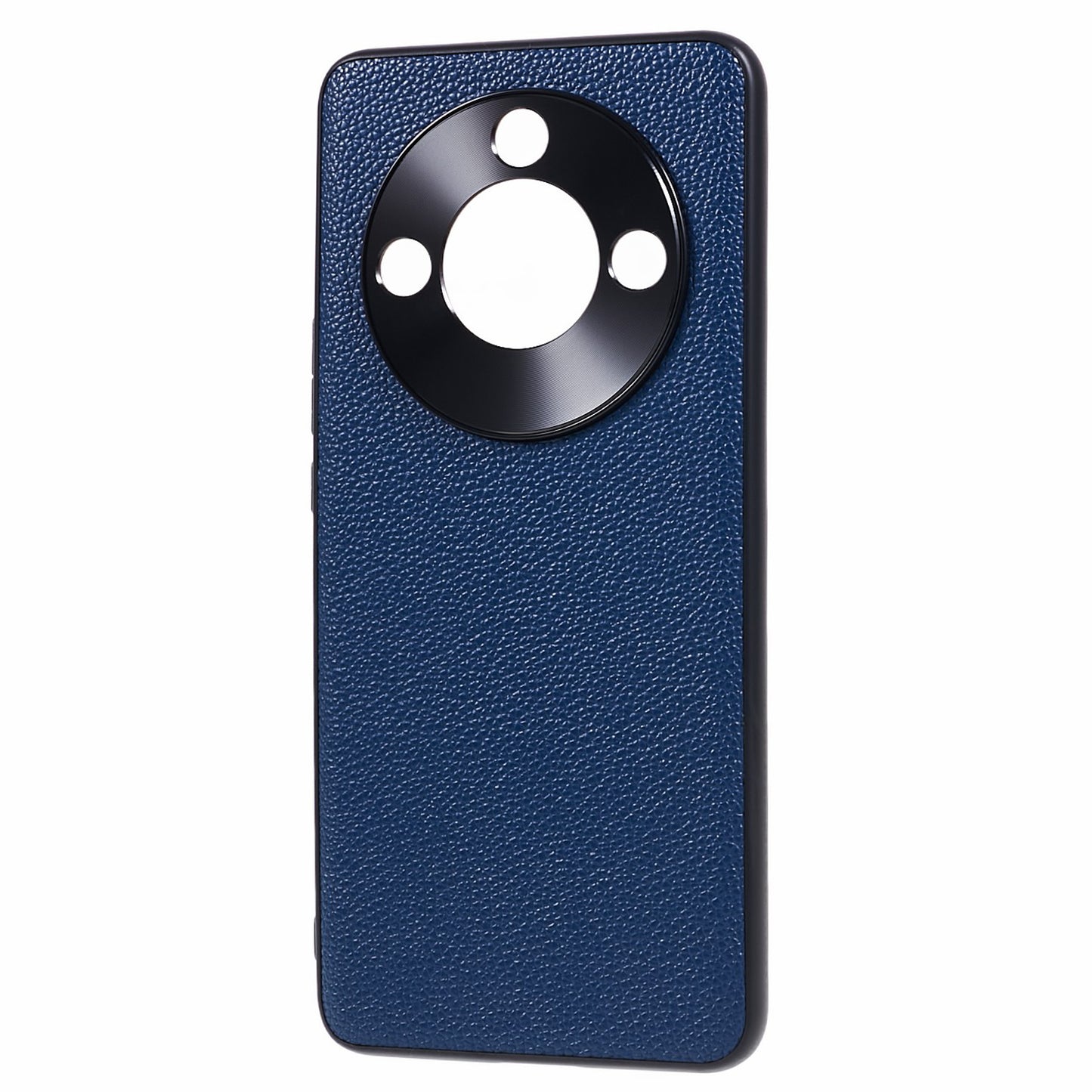 For Honor X50 Genuine Cow Leather Coated PC+TPU Case Metal Camera Frame Litchi Texture Phone Cover