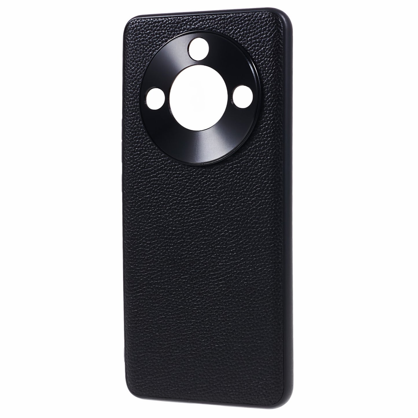 For Honor X50 Genuine Cow Leather Coated PC+TPU Case Metal Camera Frame Litchi Texture Phone Cover