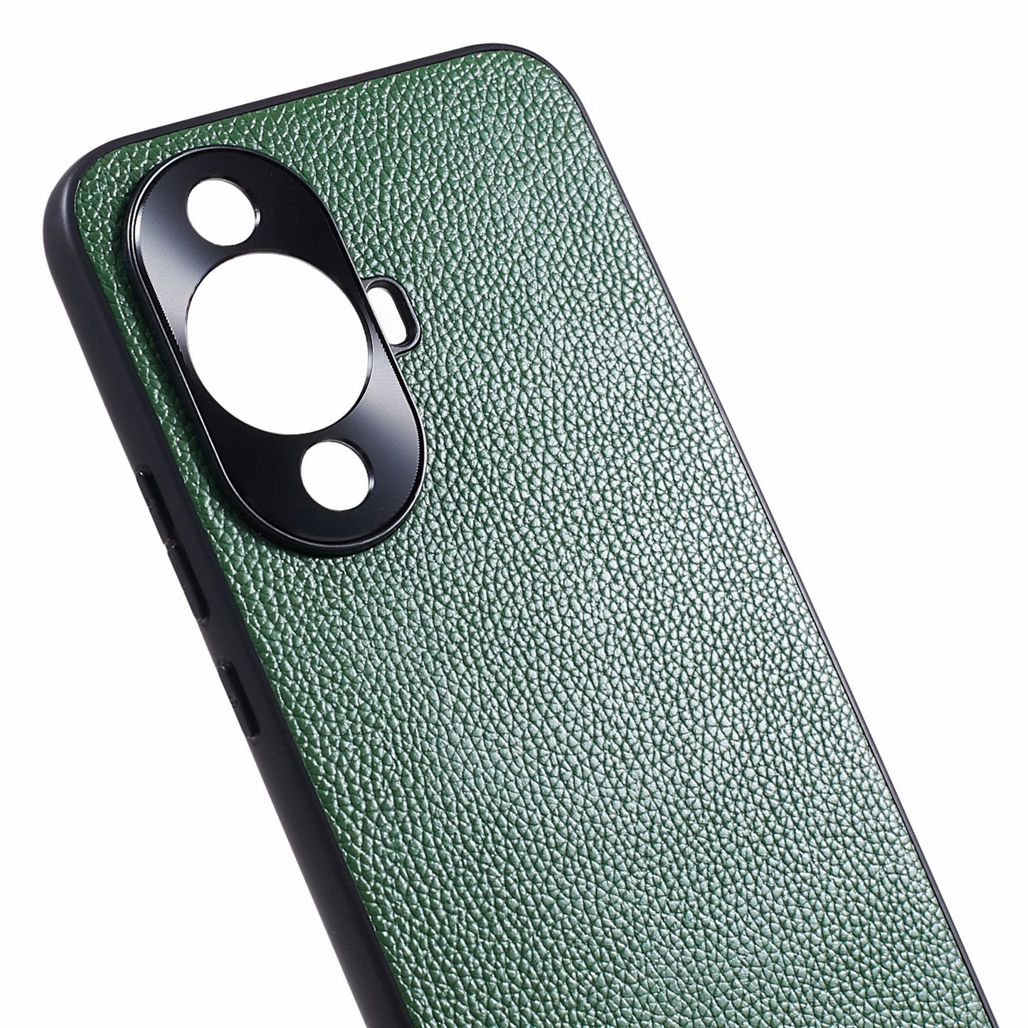 For Huawei nova 11 Camera Protection Phone Case Genuine Cow Leather+PC+TPU Shockproof Cover
