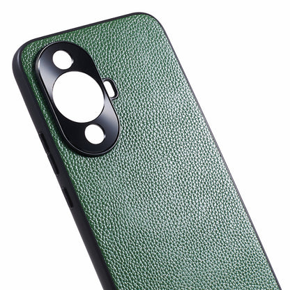 For Huawei nova 11 Camera Protection Phone Case Genuine Cow Leather+PC+TPU Shockproof Cover