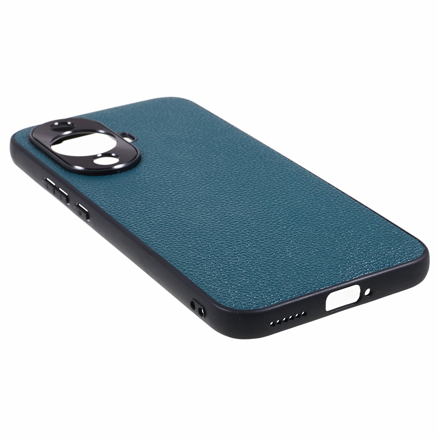 For Huawei nova 11 Camera Protection Phone Case Genuine Cow Leather+PC+TPU Shockproof Cover