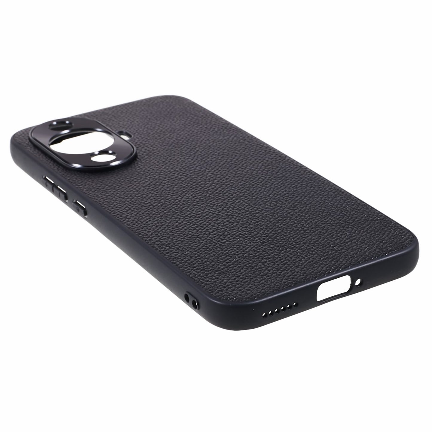 For Huawei nova 11 Camera Protection Phone Case Genuine Cow Leather+PC+TPU Shockproof Cover