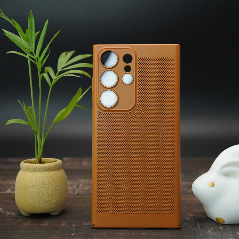 For Samsung Galaxy S23 Ultra Breathable Heat Dissipating Mesh Phone Case Hard PC Slim Phone Cover