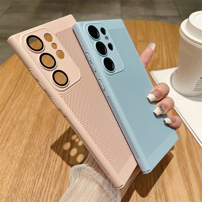 For Samsung Galaxy S23 Ultra Breathable Heat Dissipating Mesh Phone Case Hard PC Slim Phone Cover