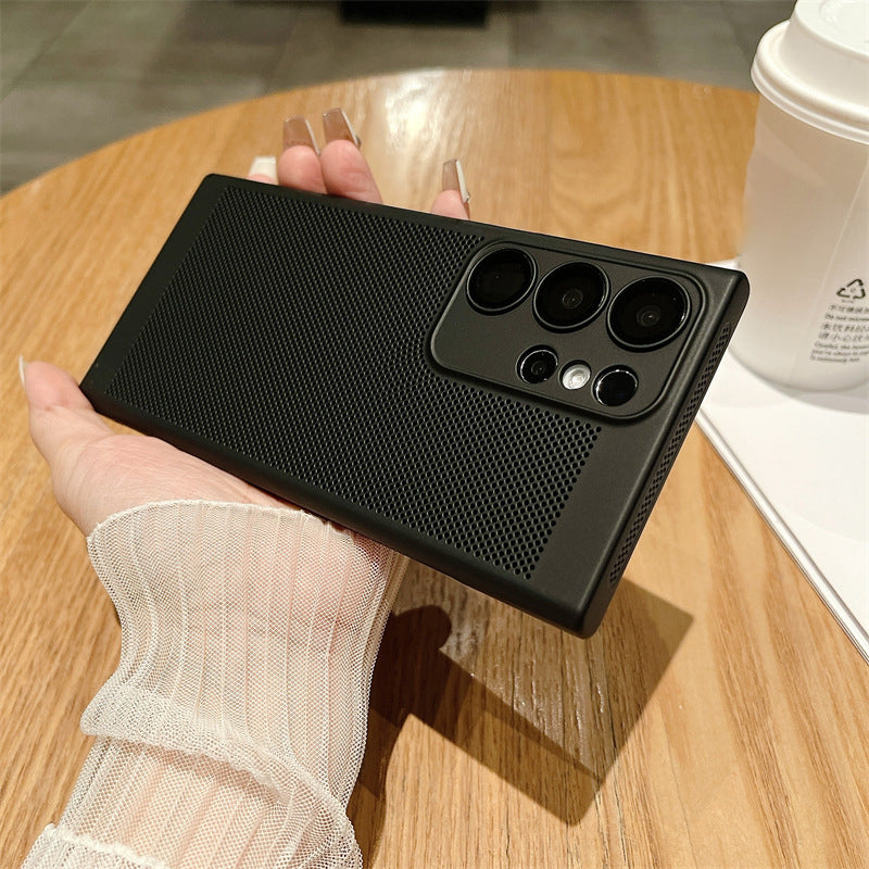 For Samsung Galaxy S23 Ultra Breathable Heat Dissipating Mesh Phone Case Hard PC Slim Phone Cover