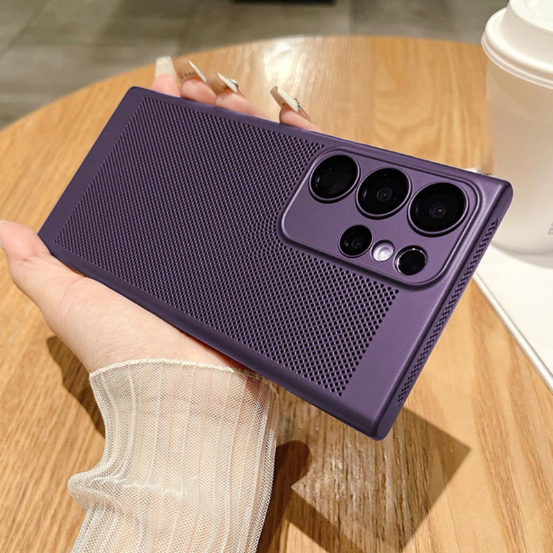 For Samsung Galaxy S23 Ultra Breathable Heat Dissipating Mesh Phone Case Hard PC Slim Phone Cover