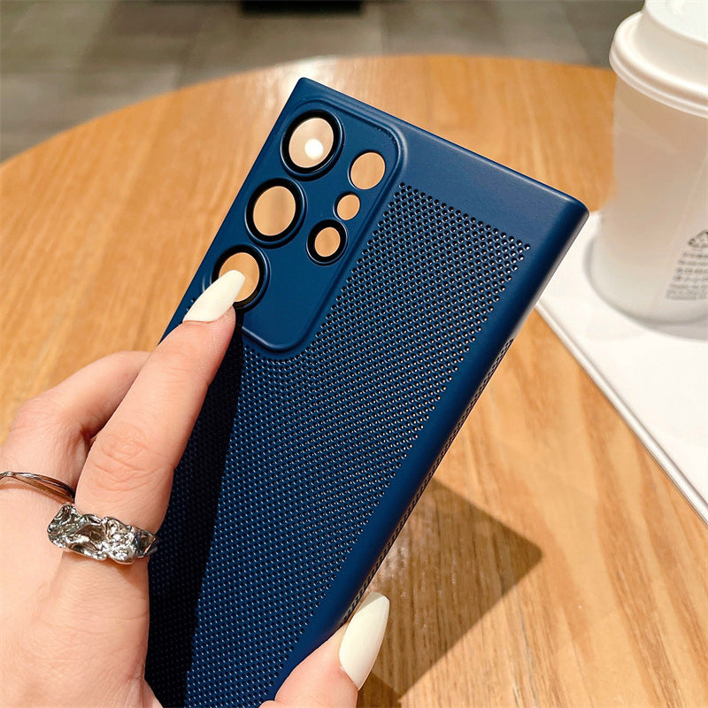 For Samsung Galaxy S23 Ultra Breathable Heat Dissipating Mesh Phone Case Hard PC Slim Phone Cover