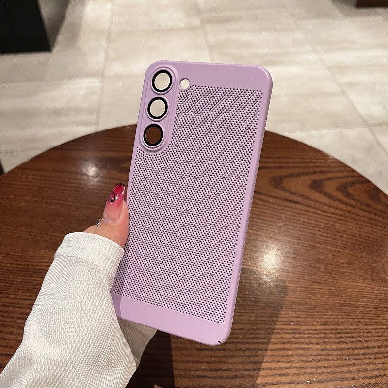 For Samsung Galaxy S23 Breathable Heat Dissipating Mesh Phone Case Drop-proof PC Back Cover