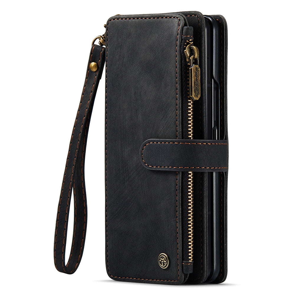 CASEME C30 Series for Samsung Galaxy Z Fold5 5G Zipper Pocket Phone Case 5 Card Slots Leather Cover with Pen Holder