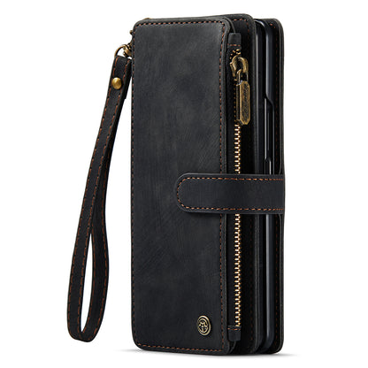 CASEME C30 Series for Samsung Galaxy Z Fold5 5G Zipper Pocket Phone Case 5 Card Slots Leather Cover with Pen Holder